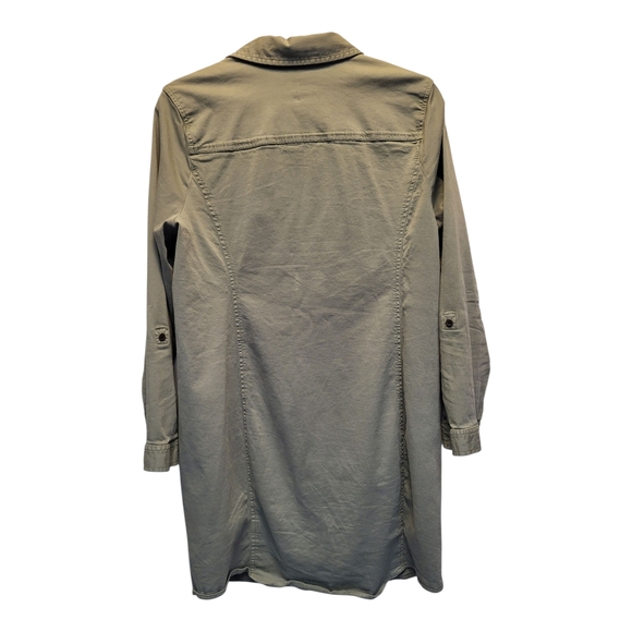 J. Jill Live In Chino Olive Green Roll Tab Sleeve Petite Shirt Dress - Size 12P - Picture 3 of 7